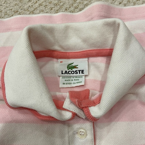 Lacoste Pink & White Striped Polo - Picture 3 of 6